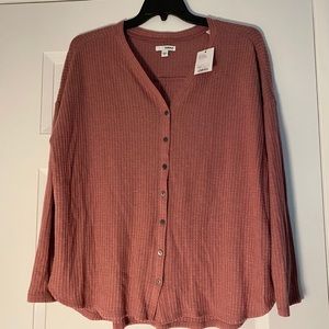 Rose waffle-weave top